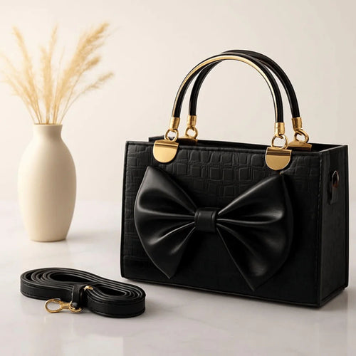 Elegant Croc-Texture Bow Handbag – Luxury Mini Crossbody